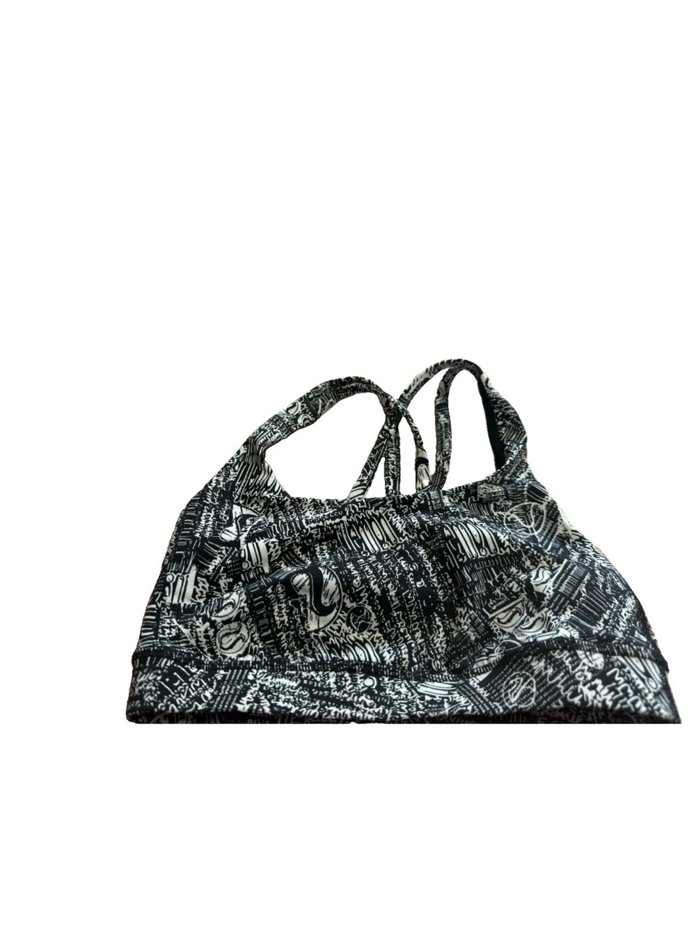 Lululemon Energy Bra Medium Support, B–D Cups "Tear It Up" Black/White – Size 4